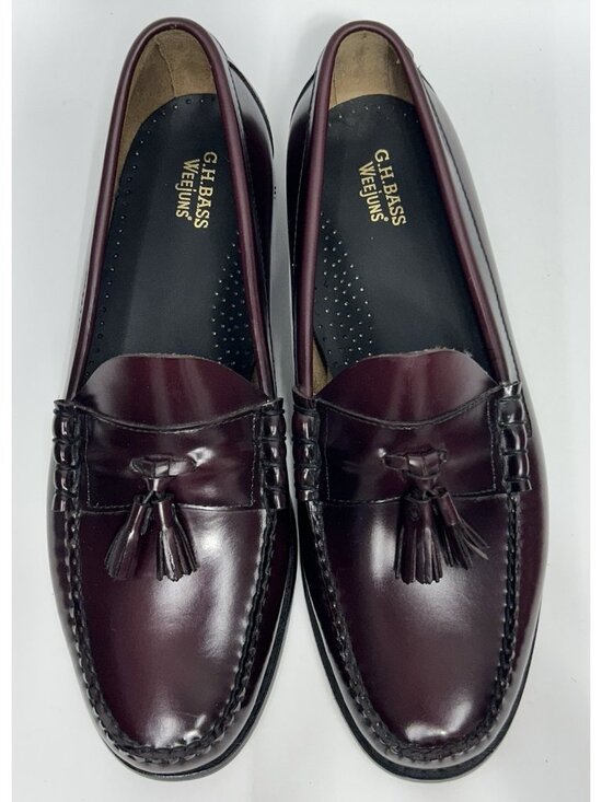 NEW G H Bass Lennox Tassel Weejuns Leather Loafers Men’s Sz 13 EE Burgundy Wine main image 6